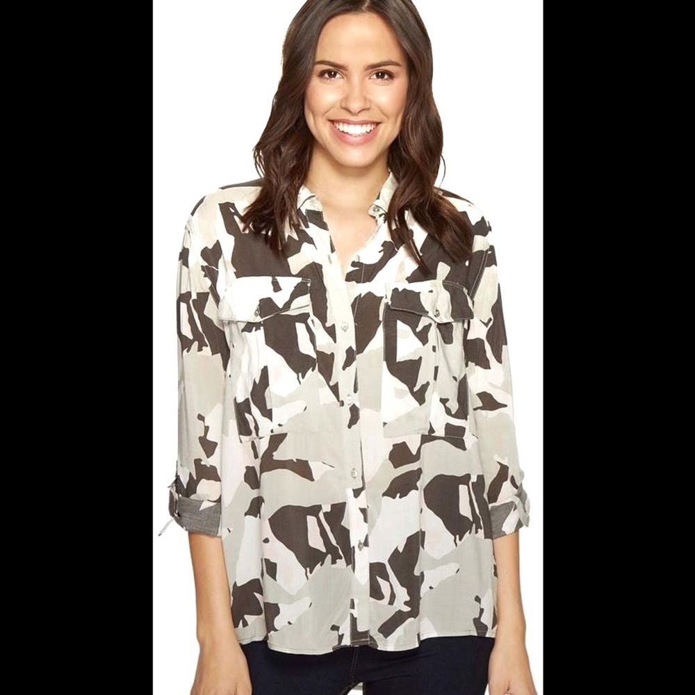 Calvin Klein Jeans Camo Button Up Top